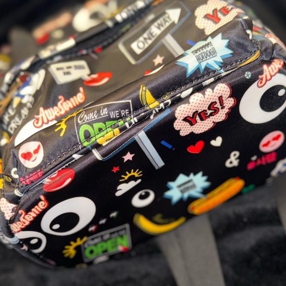 Black Graphic Pop Art Bag with Cartoon Elements - Picture 6 of 11